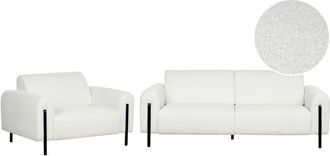 Beliani Living Room Set 4 Seater ASKIM Boucle White