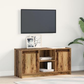 Berkfield Home TV Cabinet with LED Lights - Old Wood, 100x34x50 cm in Engineered Wood in Brown | Size: 100 x 34 x 50 cm