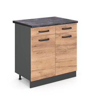 Vicco Mueble Bajo De Cocina R-line, Roble Dorado, 80 Cm, Et Antracita