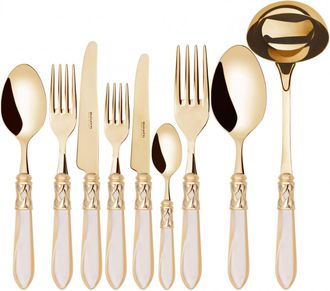 Bugatti Aladdin Gold, Posate Set 75 Pz, Scatola Gallery, Casa Bugatti - Colore: Avorio