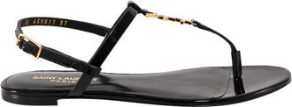 Saint Laurent Zwarte Monogram Leren Sandalen - Dames - Sandalen - Zwart - 36 EU - Leer - Schoenen