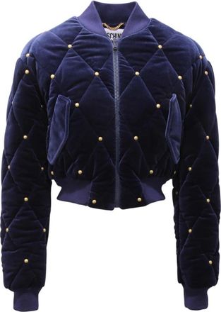 Moschino Velvet Bomber Jacket - Dames - Bomber jackets - Blauw - M - Jassen