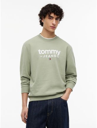 Tommy Hilfiger Mens Tommy Jeans Logo Sueded Sweatshirt - Green - XXL