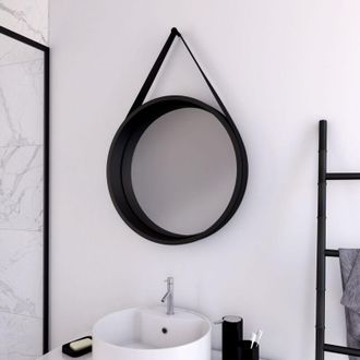 Aurlane Aurlane - Specchio da bagno rotondo tipo Barbiere - Nero - Diametro 50 cm