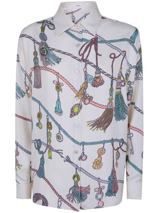 Versace Shirt Silk Twill Print Hangin Out Allover