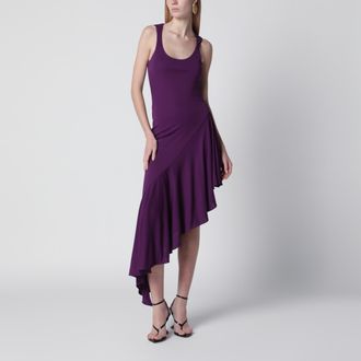 Alaia Asymmetric fluid viscose jersey dress in violet