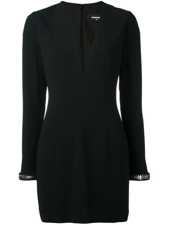 Dsquared2 metallic jurk met V-hals - Zwart