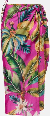 Farm Rio Tropicalia printed cotton midi skirt