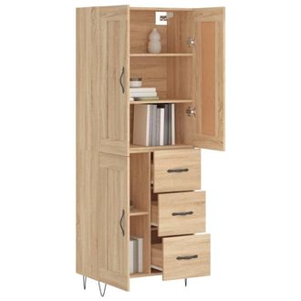 Berkfield Home Highboard Sonoma Oak 69.5x34x180 cm Engineered Wood in Light Brown