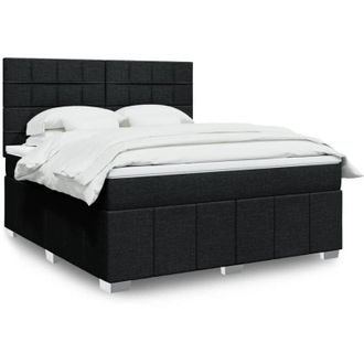 vidaXL Vidaxl - Cama Box Spring Con Colch&oacute;n Tela Negro 180x200 Cm