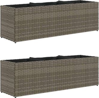 vidaXL Jardineras Con 3 Maceteros 2 Uds Rat&aacute;n Pe Gris 105x30x32 Cm Vidaxl