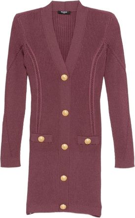 Balmain Purple V-neck Bodycon Dress