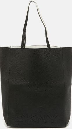 DKNY Dkny Black Leather Logo Embossed Shopper Tote
