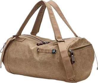 Generic Compatible For Men Backpacks Large Capacity Travel Bag Man Mountaineering Backpack Male Waterproof Canvas Bucket Shoulder Bags(Khaki)