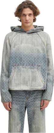 Daily Paper Clothing Destroyed Denim Hoodie - Heren - Hoodies - Blauw - M - Denim - Hoodies & sweatvesten