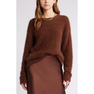 Open Edit Boyfriend Sweater in Brown Soil at Nordstrom, Size Small