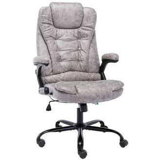 vidaXL Silla De Oficina De Piel De Ante Sint&eacute;tica Gris Claro Vidaxl