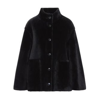 Yves Salomon Abrigo Corto de Borrego - Jackets - Mujer - Negro - S