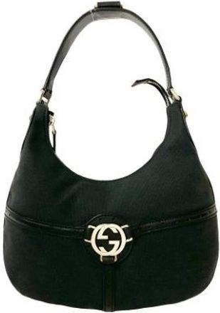 Gucci Pre-owned Shoulder Bags, female, Black, Size: ONE SIZE Pre-owned Canvas Shoulder Bag