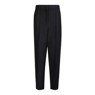 Tory Burch Tory Burch, Tapered Trousers, female, Black, Size: 2XS Black High-Waist Wool Trousers