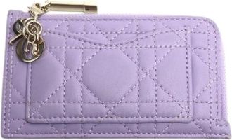 Dior Pre-owned Wallets, female, Purple, Size: ONE SIZE Pre-owned Lady Dior Lambskin Coin Case