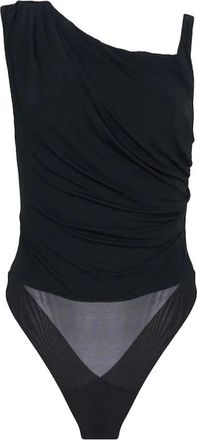 Elisabetta Franchi Jersey Body met Juwelen Schouder - Dames - Bodies - Zwart - S - Tule - Tops