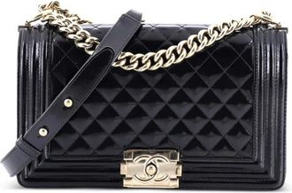 Chanel Boy Flap Bag Quilted Iridescent Glazed Calfskin Old Medium shoulder bag - Zwart