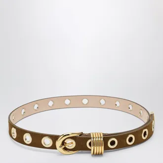 D&eacute;hanche Belt brown in suede with metal eyelets