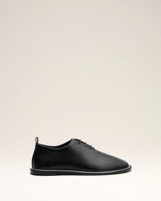 Ami Black Cow Leather Midi Derbies Shoes Black - 36 - Unisex