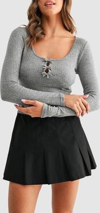 All in Favor Bow Pointelle Sweater in Dark Grey at Nordstrom Rack, Size X-Large