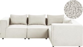 Beliani Sof&aacute; Esquinero Izquierdo Moderno 4 Plazas Modular Tapizado De Boucl&eacute; Blanco Crema Axebo