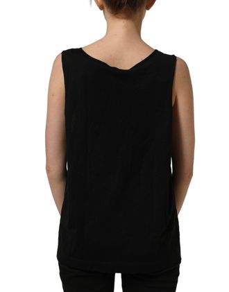 Dolce & Gabbana Logo-Embroidered Cotton Tank Top - Black