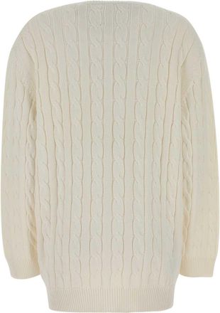Prada Womens Cable-Knit Cotton Cardigan White