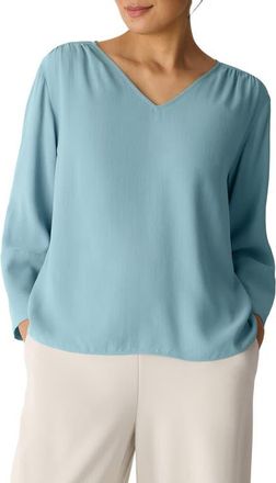 Eileen Fisher Lantern Sleeve Silk Top in Seafoam at Nordstrom, Size Xx-Small