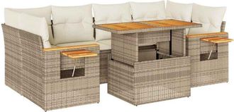 vidaXL Set Sof&aacute;s Jard&iacute;n Y Cojines 7 Pzas Rat&aacute;n Sint&eacute;tico Acacia Beige Vidaxl