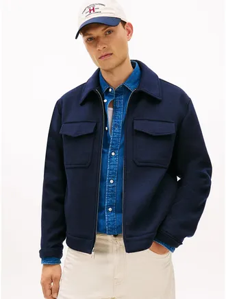 Tommy Hilfiger Mens Wool-Blend Zip Jacket - Navy - XXL