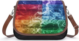 Generic Smoke Gay LGBT Flag Womens Leather Crossbody Bags with Adjustable Strap Casual Printed Shoulder Handbag