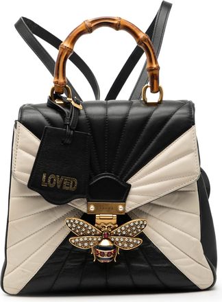 Gucci Pre-owned Womens Bicolor Calfskin Bamboo Trapuntata Queen Margaret Backpack - Black Leather - One Size
