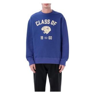 Valentino Garavani Sweatshirts, male, Blue, Size: M Class of 1960 Panther Print Sweatshirt