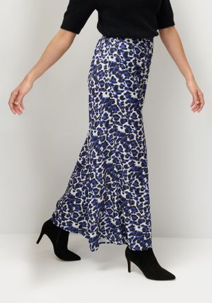 Lascana Webhose LASCANA, Damen, Gr. 34, N-Gr, blau (blau leo), Satin, Obermaterial: 100% Polyester, figurumspielend lang, Hosen Webhose, aus leichter Satinqua