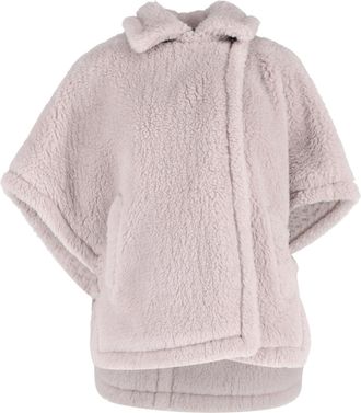 Max Mara Tebe Teddy Cape in Light Grey Wool