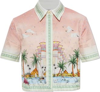 Casablanca Overhemden, Dames, Veelkleurig, S, Katoen, Ethereal Kort Bedrukt Shirt