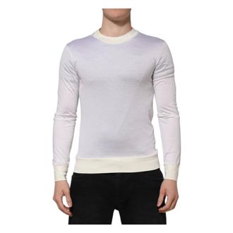 Dolce & Gabbana Long Sleeve Tops, male, White, Size: XS Crew Neck Long Sleeves T-shirt
