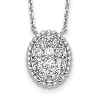 Diamond2Deal Sterling Silver 10 Stone Oval Cubic Zirconia Necklace 18