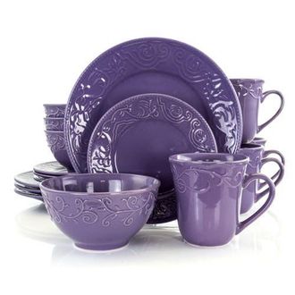 Elama Lilac Fields 16-Piece Dinnerware Set in Purple at Nordstrom