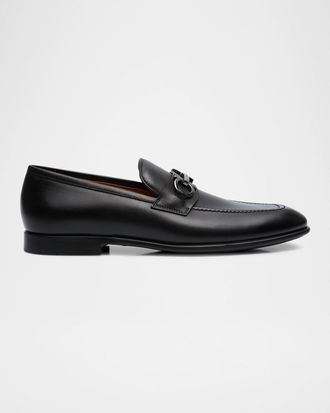Ferragamo Men & apos;s Foster Smooth Leather Gancini Bit Loafers