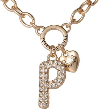 Juicy Couture Bubble Letter Necklace for Women with Clear Stones 18+2, Chunky Initial Necklace Gold-Tone in Letter P at Nordstrom