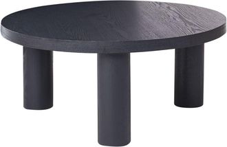 Beliani Mesa De Centro Con Tablero Redondo De Aglomerado Dise&ntilde;o Escandinavo Moderno &Oslash; 80 Cm Negro Maumee