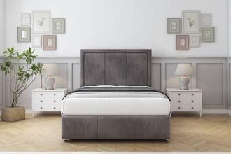 Comfort Beds Savoy Naples Divan Set 2 Drawers-26 Headboard-Footboard in Grey | Size: Super King