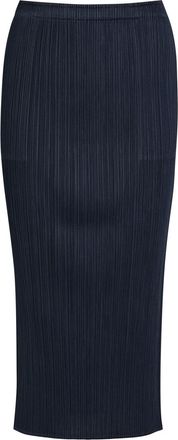 Pleats Please Issey Miyake Pleated Woven Midi Skirt - Navy - 3